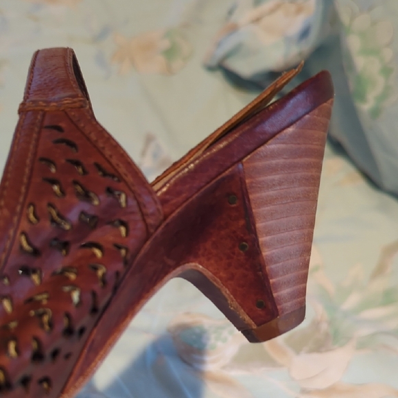 Frye Brown Cutout Peep-Toe Heels - Picture 10 of 13